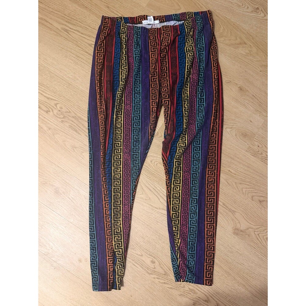 Eye Candy Eclectic Tribal 90’s Abstract 3X Multicolor Geometric Pattern Leggings